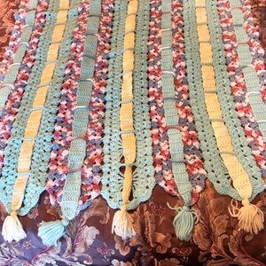 Multi-color Handmade Grandmacore Crochet Blanket w/Tassels